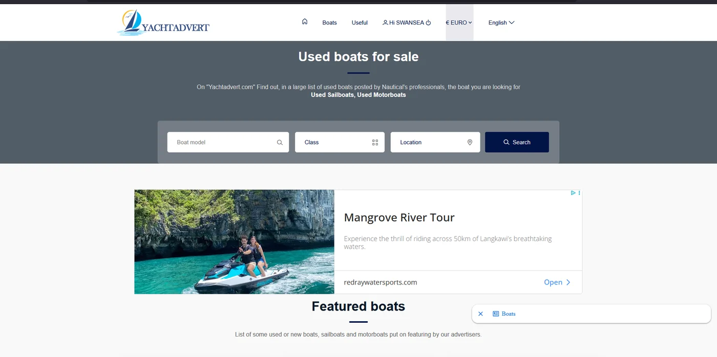 Aperçu du site YachtAdvert